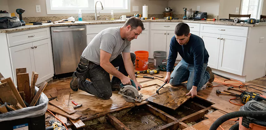 Kitchen Floor Water Damage Repair in Chino Hills
